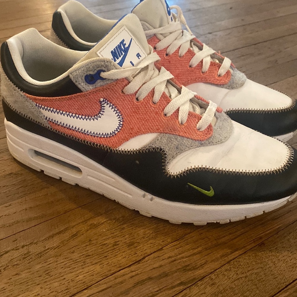 NIKE AIR MAX 1 "RECYCLED" WHITE-GAME ROYAL-BLACK SZ MENS 10 [CT1643-100]